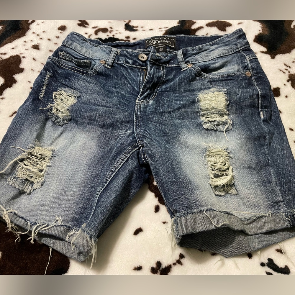 Distressed CATO Denim Shorts